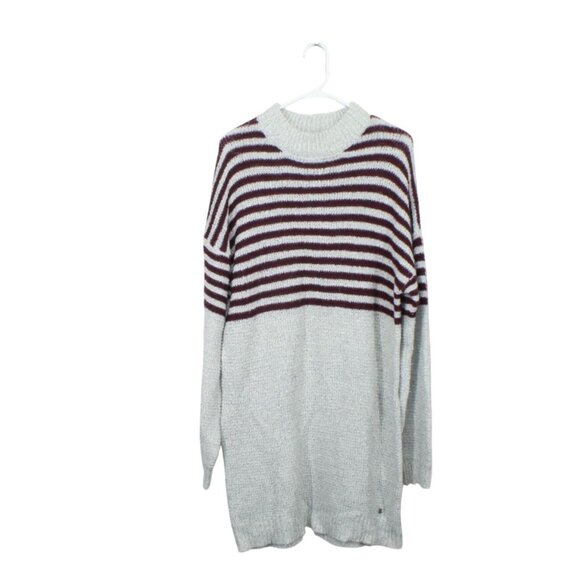 Volcom Cold Daze Short Sweater Dress Striped Purple Gray Size M 12 - Picture 1 of 10